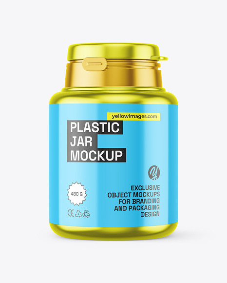 Metallized Plastic Jar Mockup