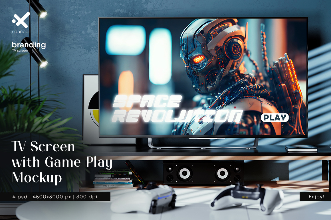 TV Screen with the Game Play Mockup