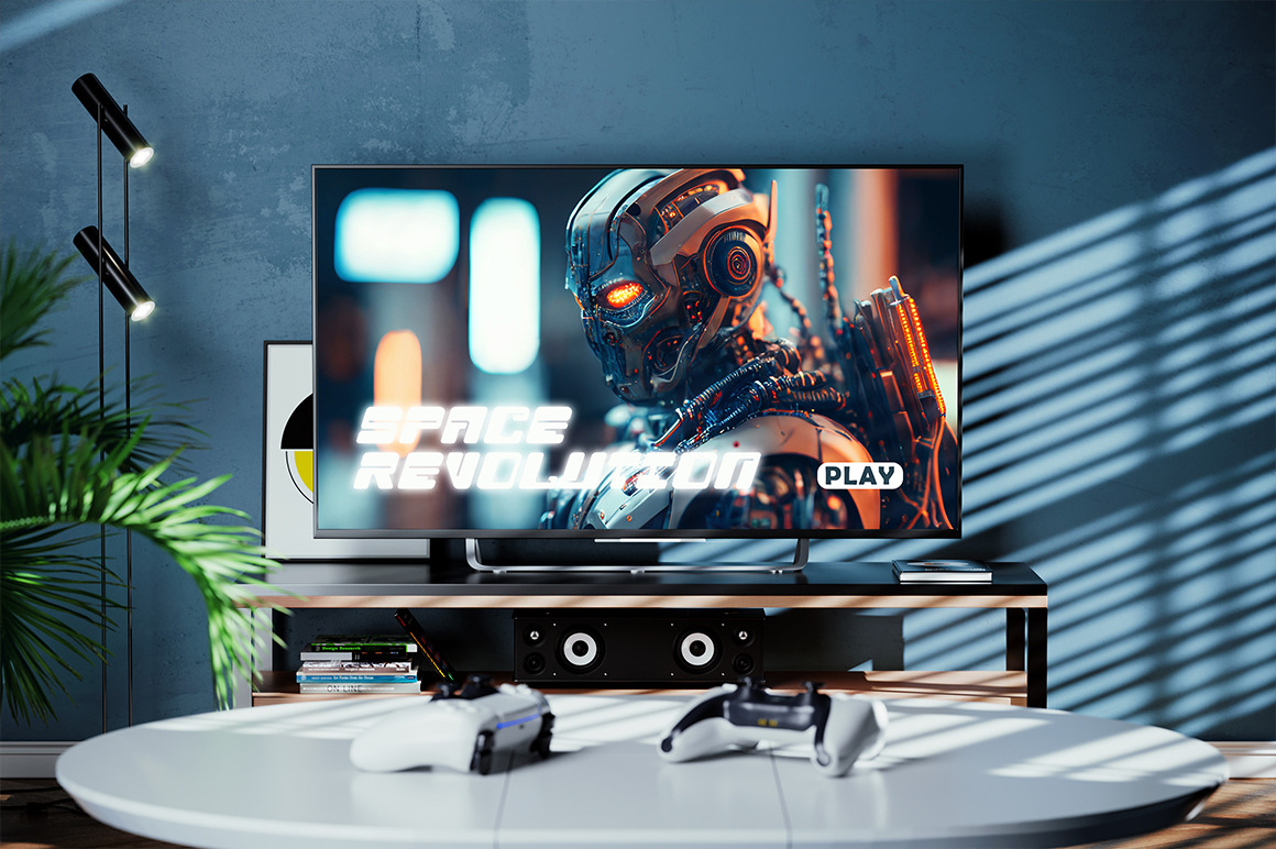 TV Screen with the Game Play Mockup