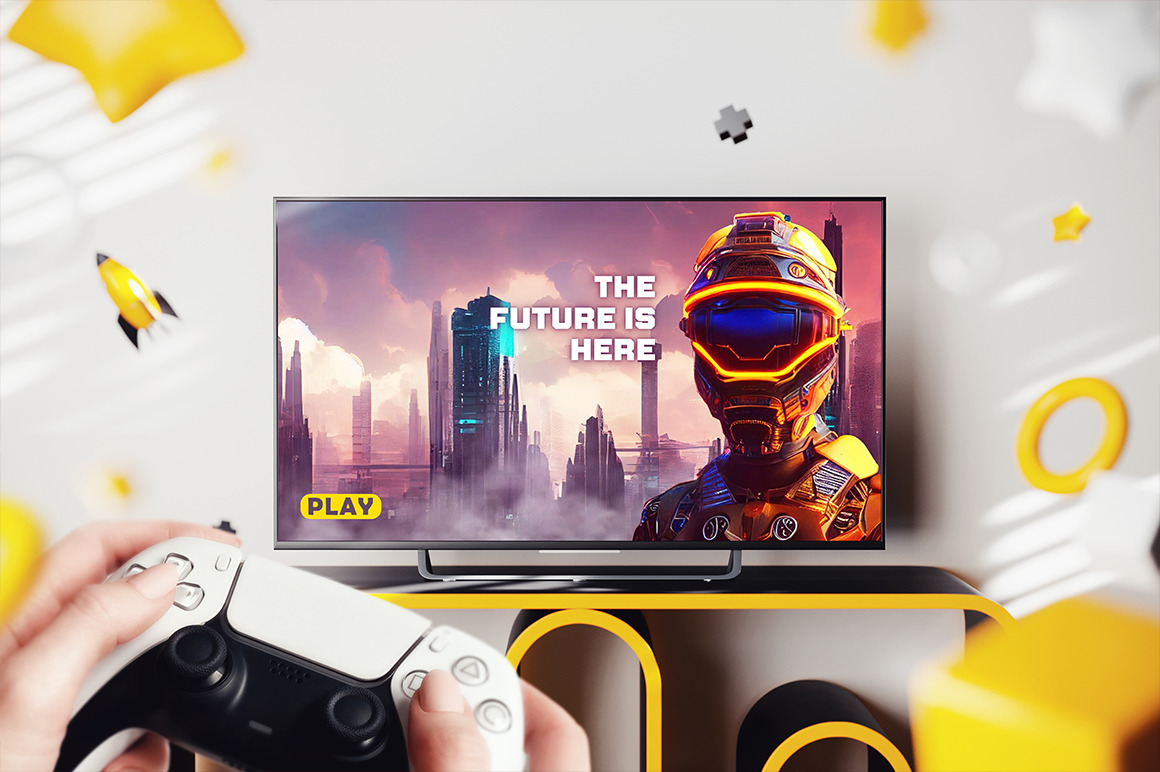 TV Screen with the Game Play Mockup