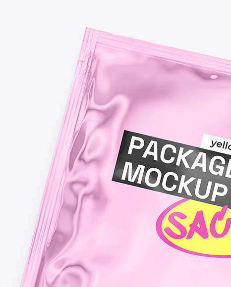 Glossy Metallic Sachet Mockup