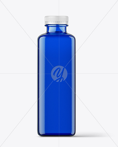 400ml Square Blue Bottle Mockup