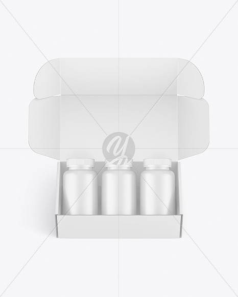 Opened Paper Box With Bottles Mockup