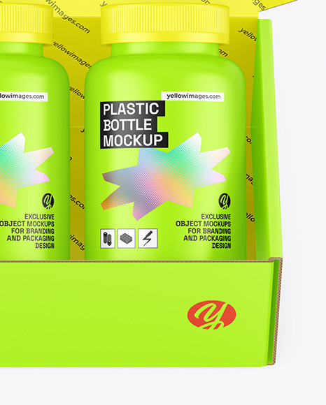 Opened Paper Box With Bottles Mockup