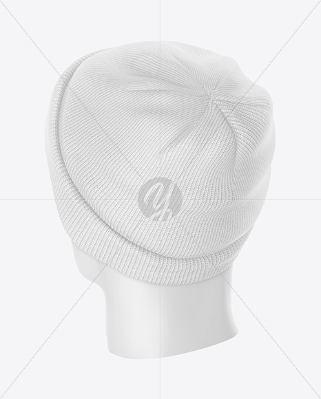 Winter Hat Mockup - Back Half Side View