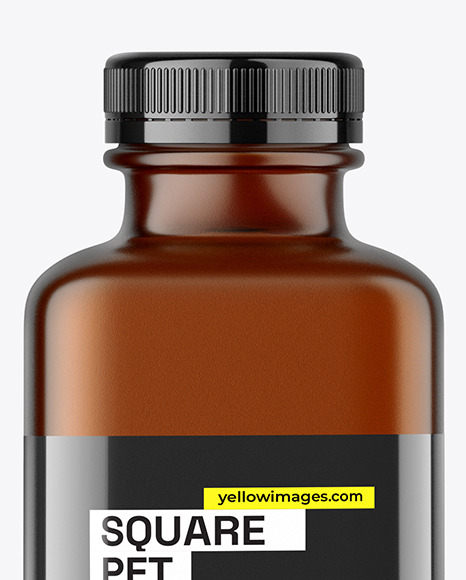 Frosted Amber Square Bottle Mockup