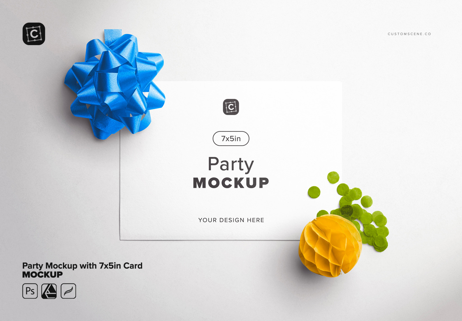 Party Mockup with 7x5in Card