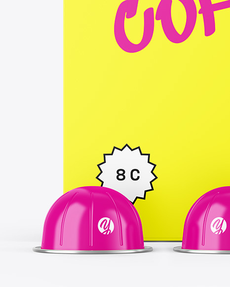 Box W/ Glossy Coffee Capsules Mockup
