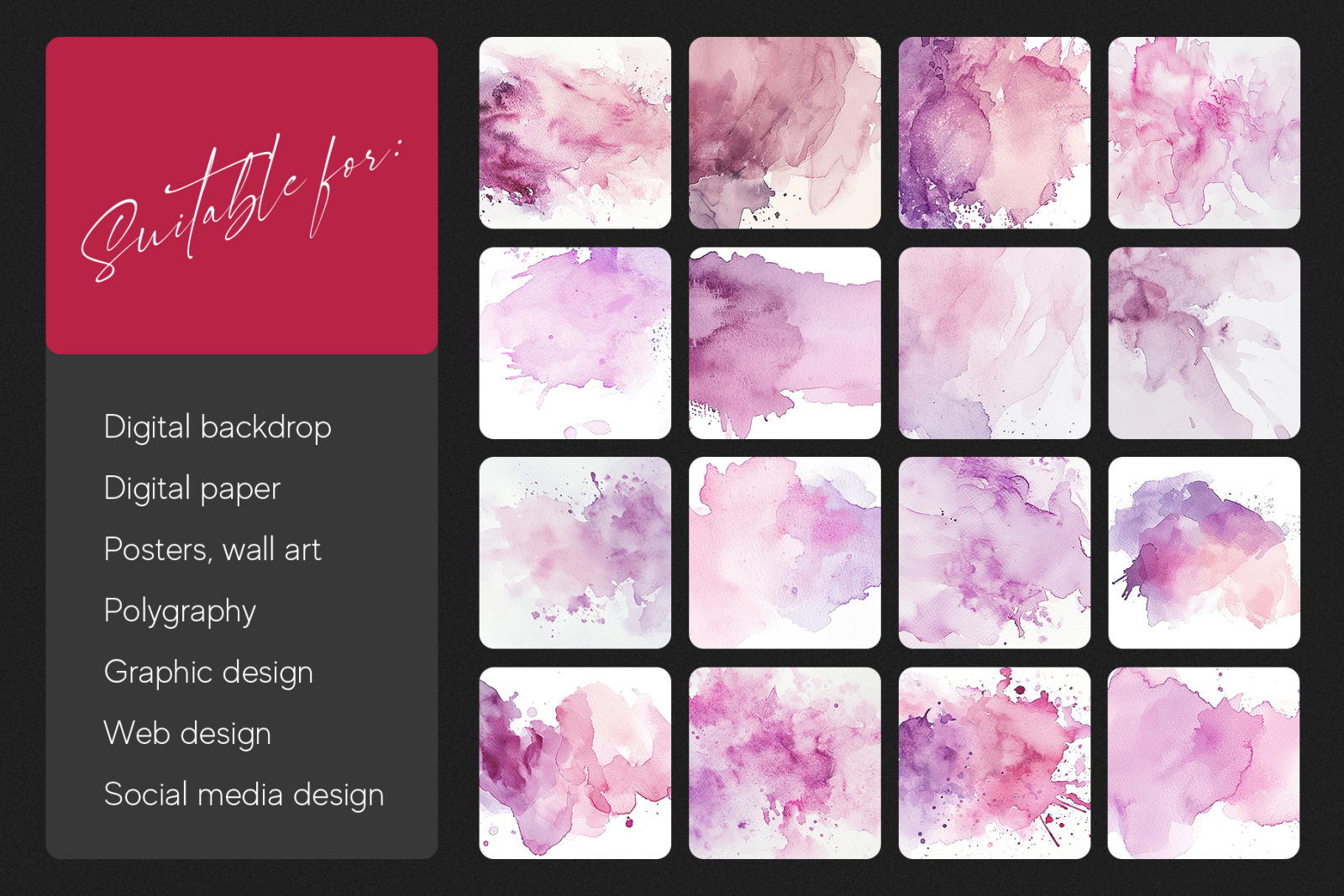 Pink and Purple Watercolor Texture Pack