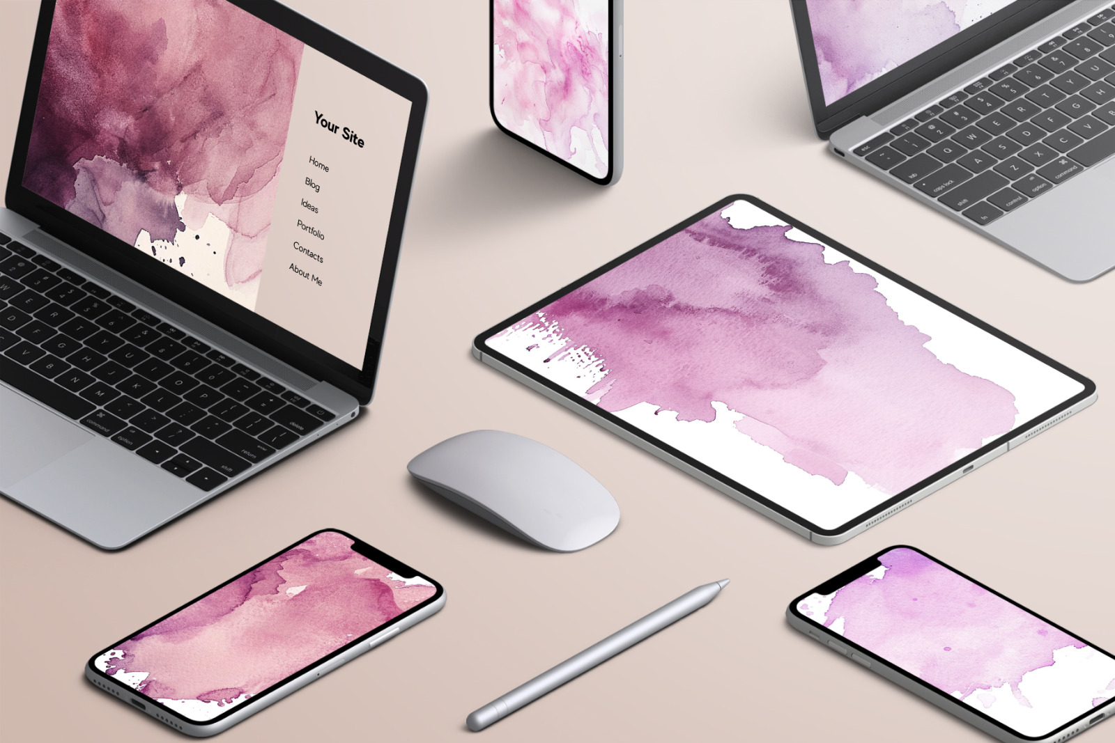 Pink and Purple Watercolor Texture Pack