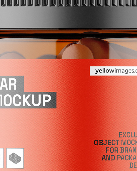 Amber Jar with Pills Mockup Amber Jar with Pills Mockup