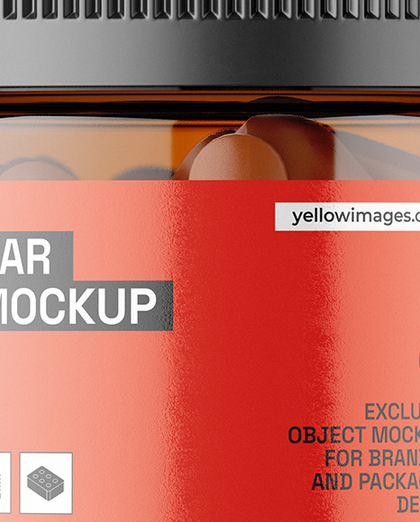 Amber Jar with Pills Mockup Amber Jar with Pills Mockup