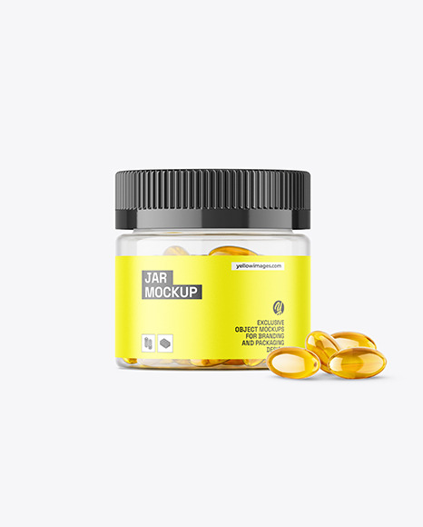 Clear Jar with Fish Oil Mockup