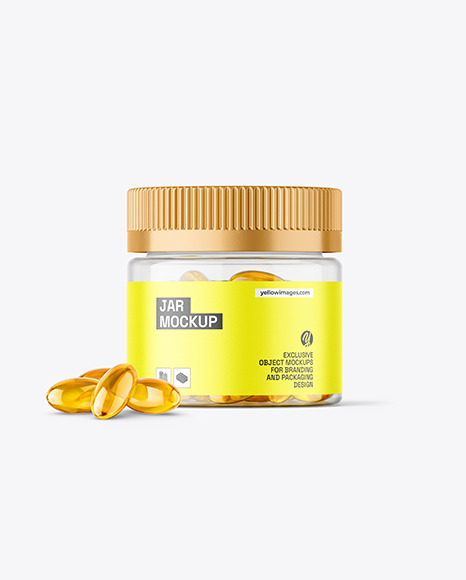 Clear Jar with Fish Oil Mockup