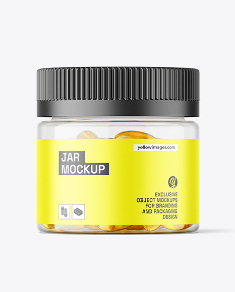 Clear Jar with Fish Oil Mockup