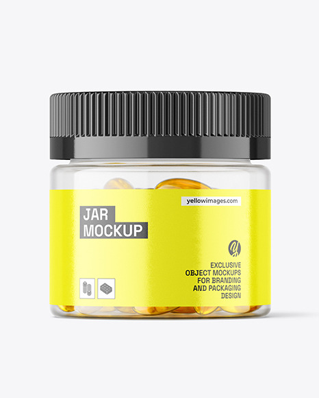 Clear Jar with Fish Oil Mockup