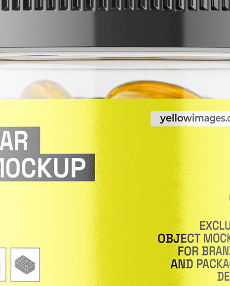 Clear Jar with Fish Oil Mockup