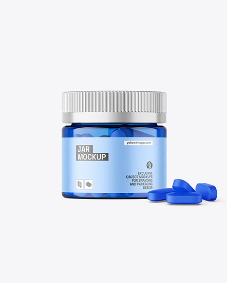 Blue Jar with Pills Mockup