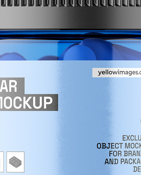 Blue Jar with Pills Mockup