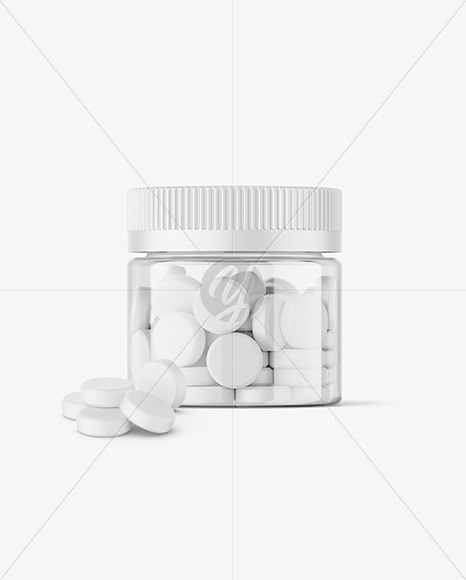 Clear Jar with Tablets Mockup