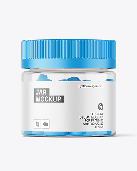 Clear Jar with Tablets Mockup