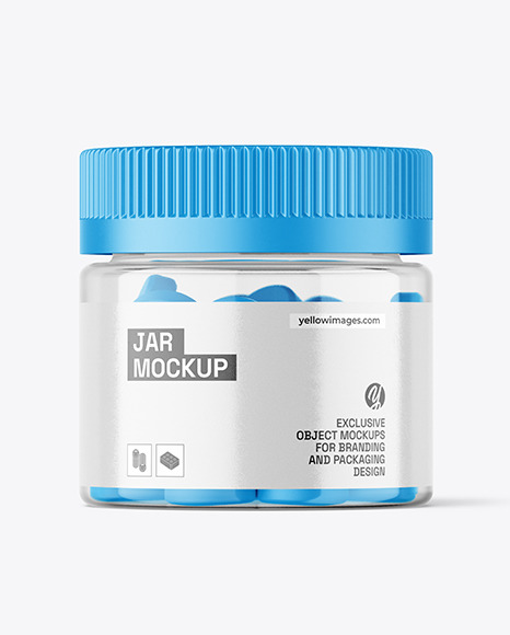 Clear Jar with Tablets Mockup