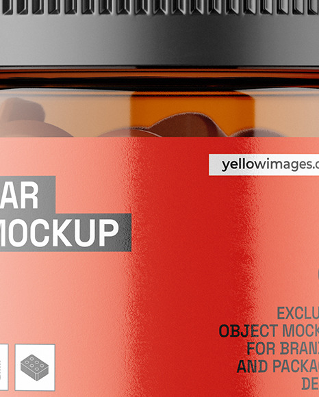 Amber Jar with Tablets Mockup