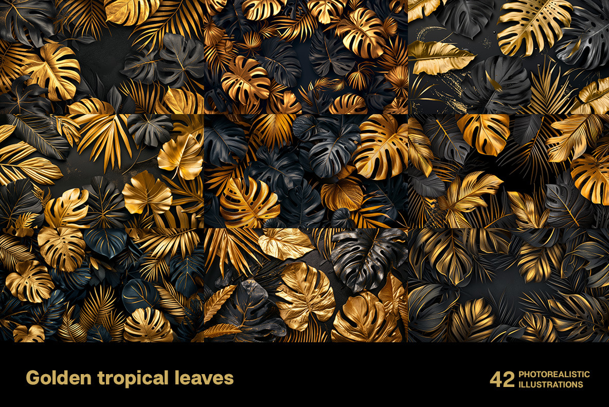 Golden tropical leaves Golden tropical leaves
