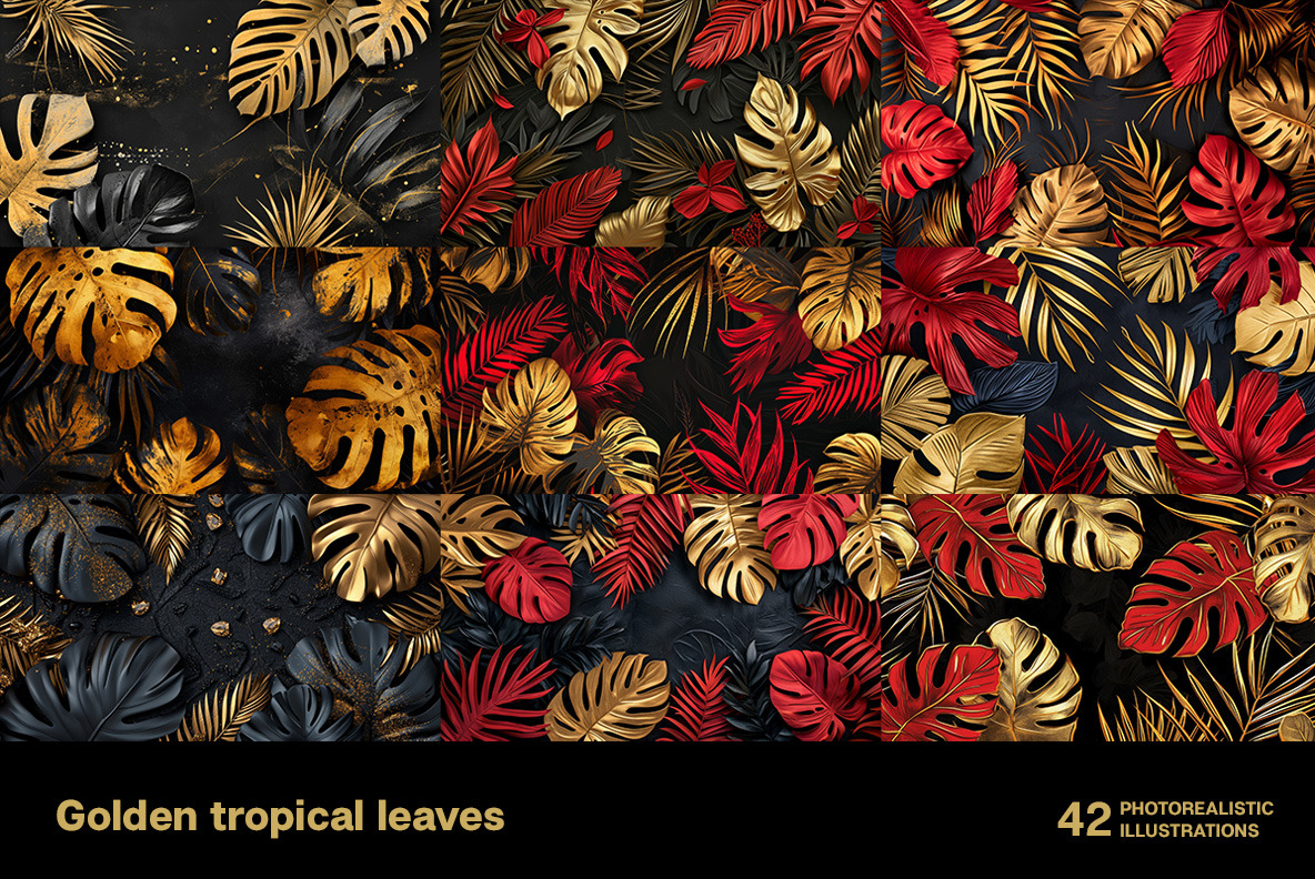 Golden tropical leaves Golden tropical leaves