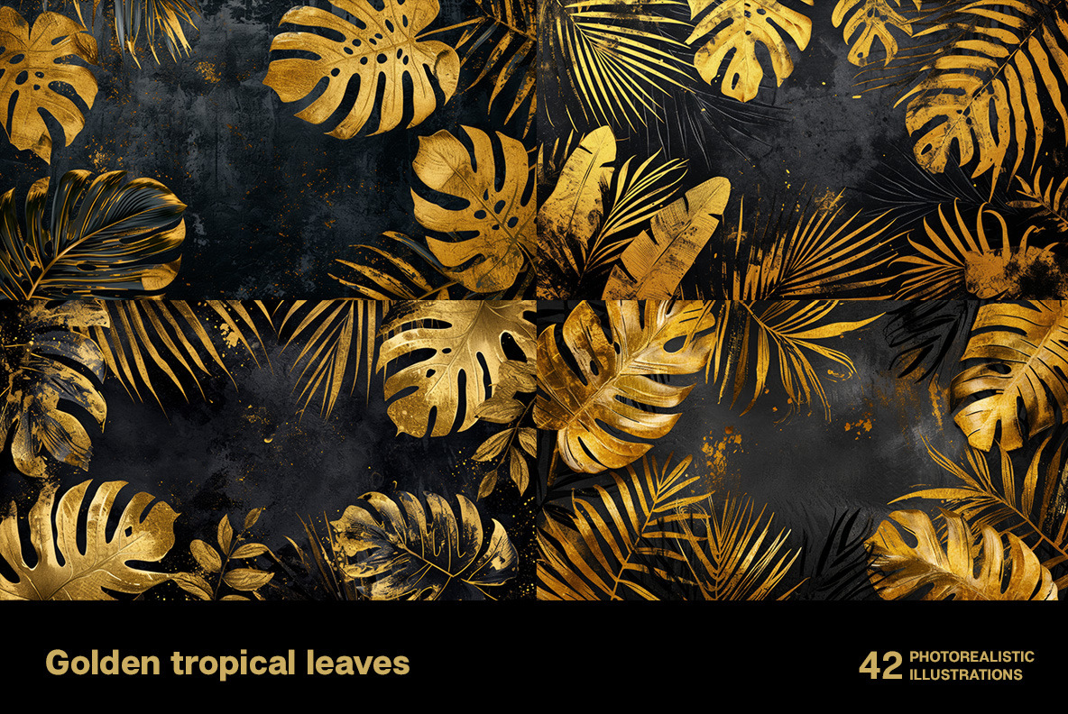 Golden tropical leaves Golden tropical leaves