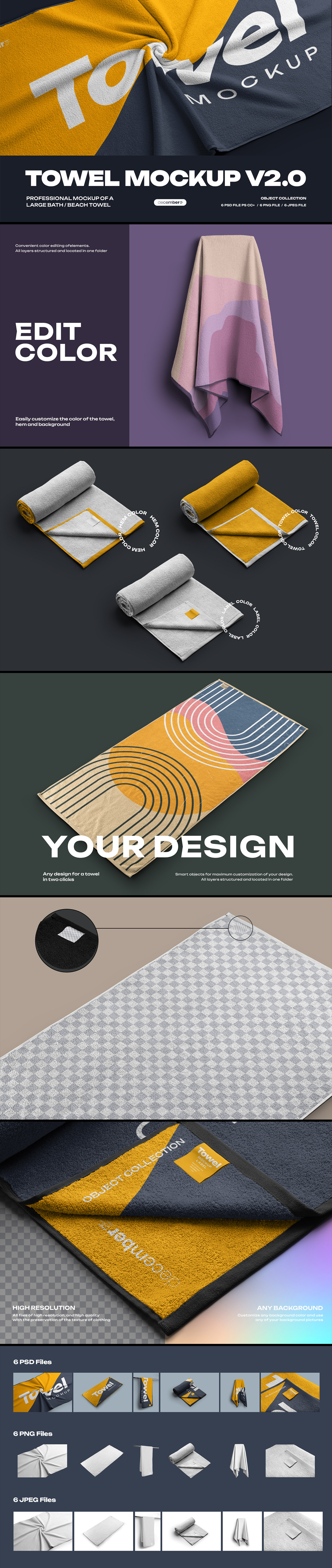 6 Mockup of a Large Bath / Beach Towel v2 6 Mockup of a Large Bath / Beach Towel v2