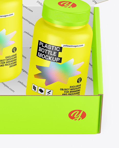 Opened Paper Box With Bottles Mockup