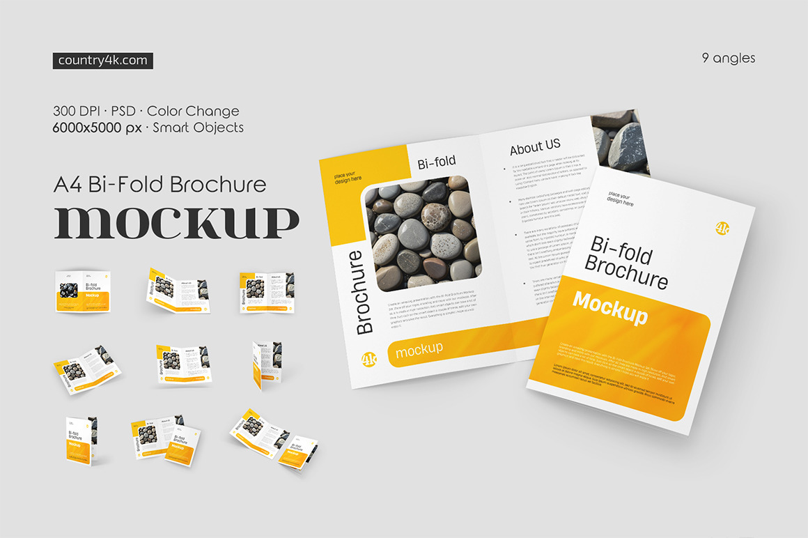 A4 Bi-Fold Brochure Mockup Set A4 Bi-Fold Brochure Mockup Set