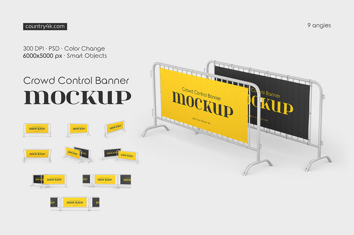 Crowd Control Banner Mockup Set Crowd Control Banner Mockup Set