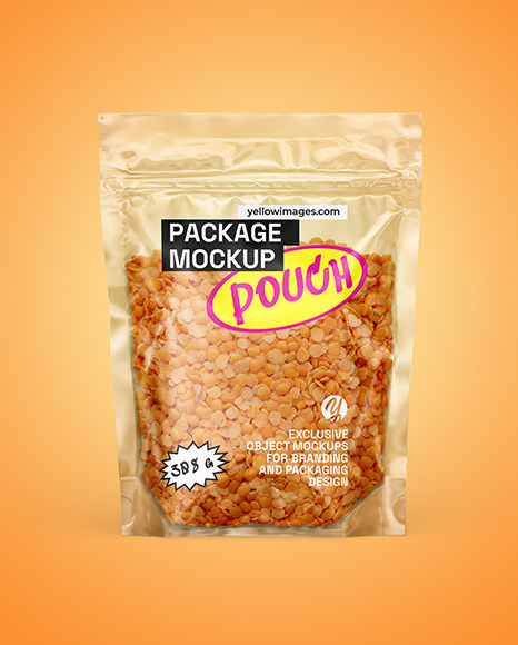 Transparent Pouch with Lentils Mockup