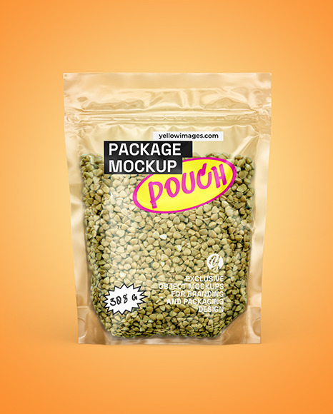 Transparent Pouch with Green Buckwheat Mockup