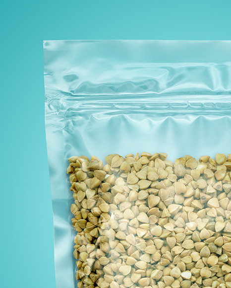 Transparent Pouch with Green Buckwheat Mockup