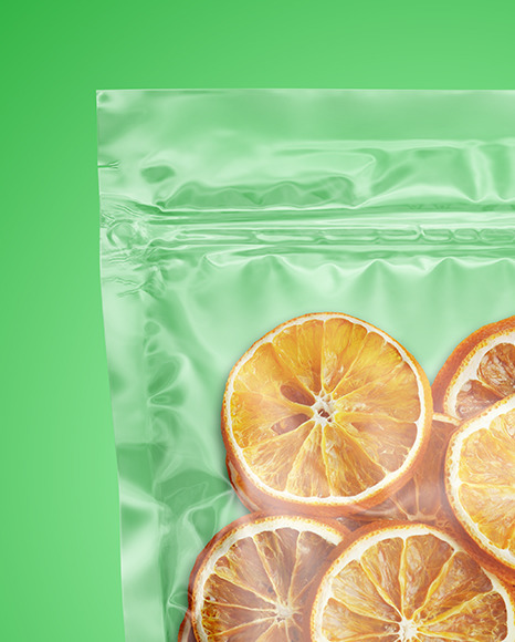 Transparent Pouch with Dried Oranges Mockup