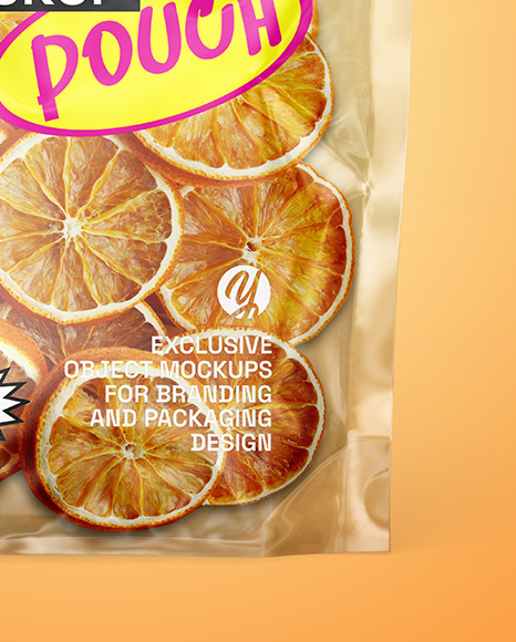 Transparent Pouch with Dried Oranges Mockup