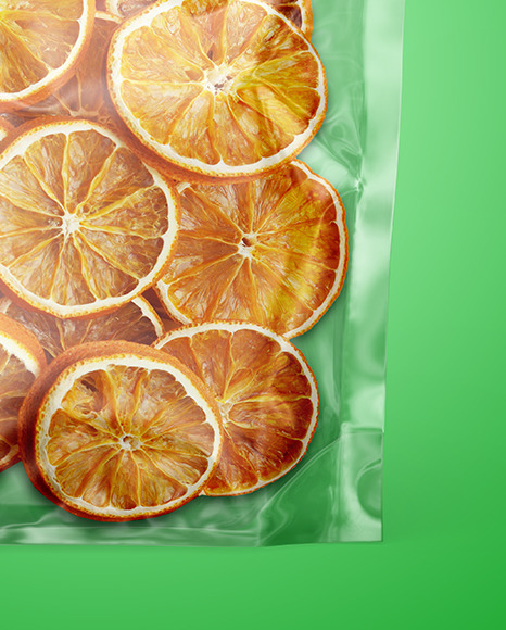 Transparent Pouch with Dried Oranges Mockup