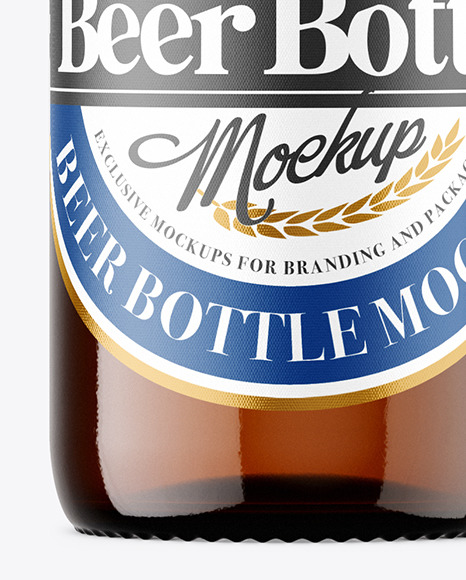 Amber Glass Beer Bottle Mockup