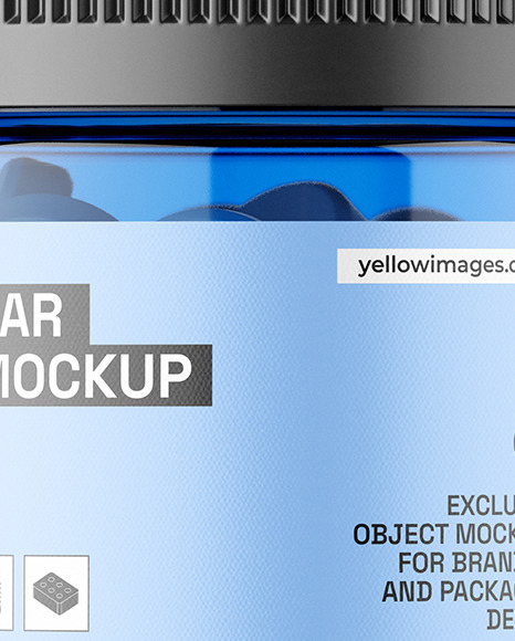 Blue Jar with Tablets Mockup