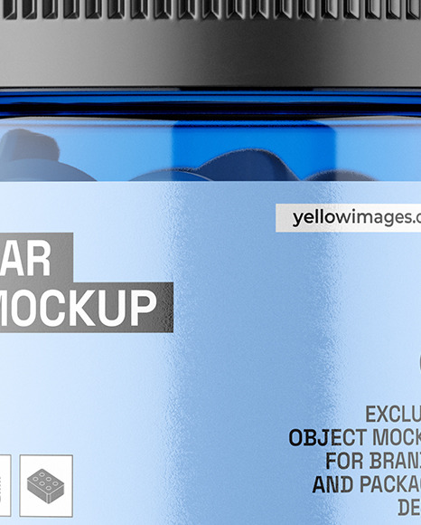 Blue Jar with Tablets Mockup