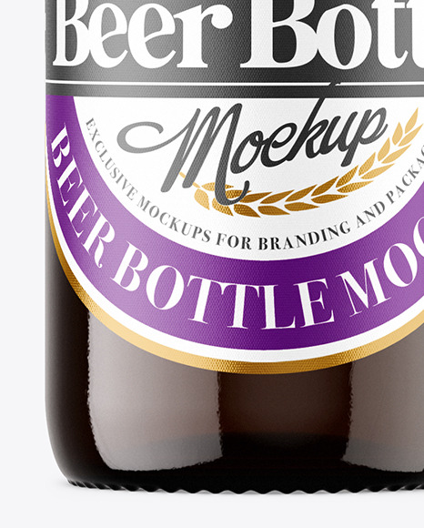 Amber Glass Beer Bottle Mockup