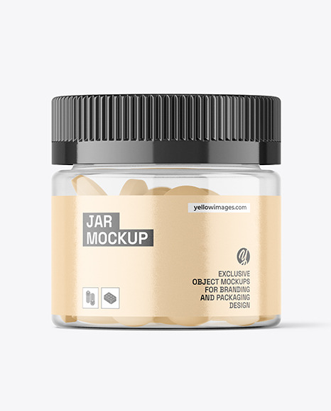 Clear Jar with Tablets Mockup