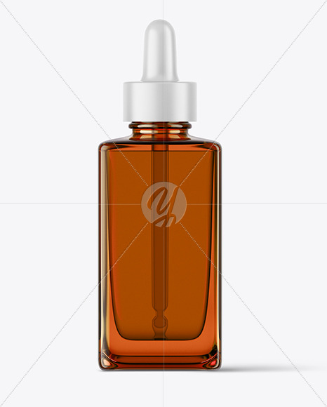 Amber Glass Square Dropper Bottle Mockup