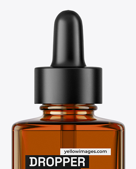 Amber Glass Square Dropper Bottle Mockup