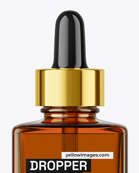 Amber Glass Square Dropper Bottle Mockup