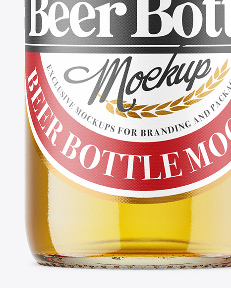 Clear Glass Beer Bottle Mockup