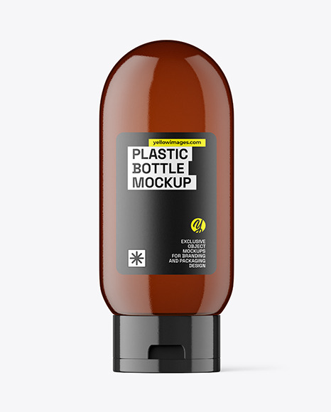 Amber Plastic Bottle Mockup